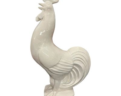 Late 20th Century Montereau France Traditional Faience Hand Made Rooster Chicken Figurine
