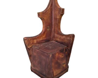 Vintage Architectural Leather on Wood Chair