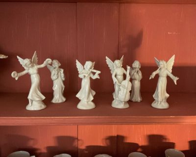 Group of Six Dresden Musical Angel Figurines