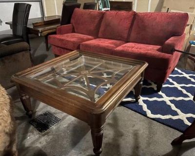 80 wide couch. If youre looking for a pop of color, this red couch is perfect. Its in great condition, and is excellent for naps!