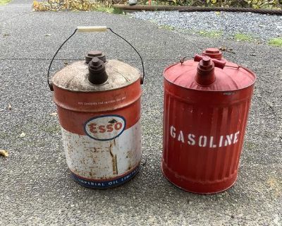 Two mid 50 s gas cans, $25 each can.