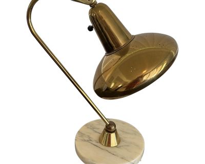 1950s Mid-Century Modern Brass and Marble Desk Lamp