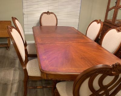 Cherrywood dining room table and hutch