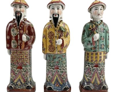 Vintage Chinoiserie Ancestral Porcelain Chinese Dynasty Qing Emperor Kings Figurines