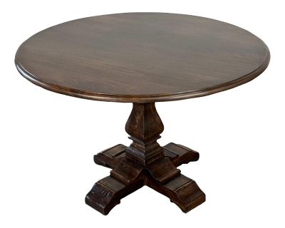 1970s Traditional Round Pedestal Dining Table