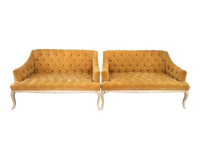 Mid 20th Century Pair of Tufted Vintage Settees