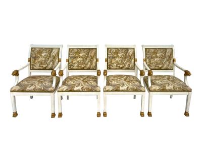 Set of 4 Traditional Empire Lion Head Armchairs