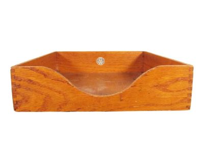 Vintage 1960s Globe Wernicke - Dovetailed File Box Letter Inbox/Wood Wooden Desk Organizer