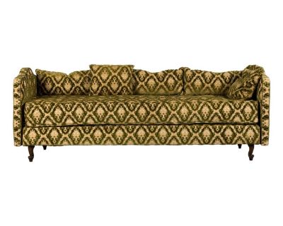French Parisian Louis XV Style Daybed in Green Velvet Damask