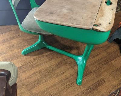 Vintage Metal and wood school desk