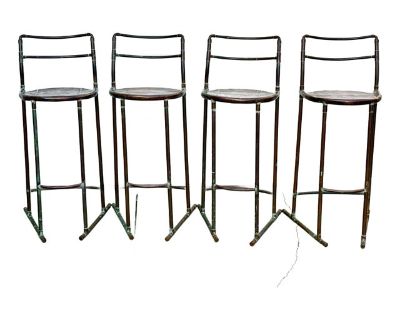 1990s Copper Bar Stool Set of 4 Handmade
