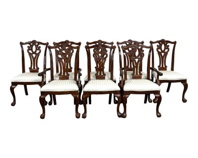 Vintage Universal Furniture Chippendale Style Dining Chairs - Full Set of 8