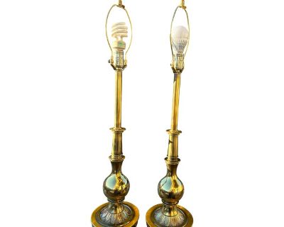 Mid Century Pair of Stiffel Brass Table Lamps