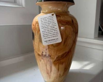 Turned wooden vase or candle holder