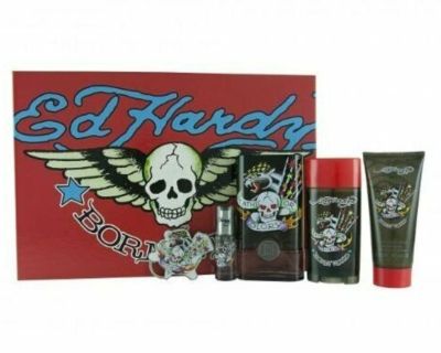 Born & Wild By Ed Hardy 5 Pieces Gift Set 3.4oz Men New In Gift Set