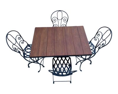 Mexican Modern Wrought Iron Outdoor Dining Set