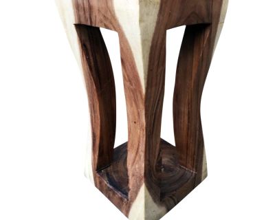 Natural Wood Four Leg Curve Stool