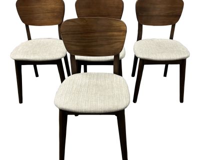 Scandinavian Design Walnut Veneer Dining Room Chairs, Set of Four