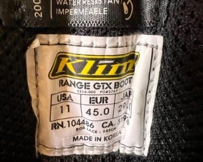 Klim Men's Range GTX Snowmobile Boots Black Size 11