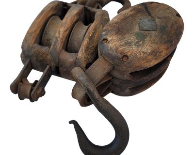 Antique Industrial Block and Tackle Pulleys - a Pair