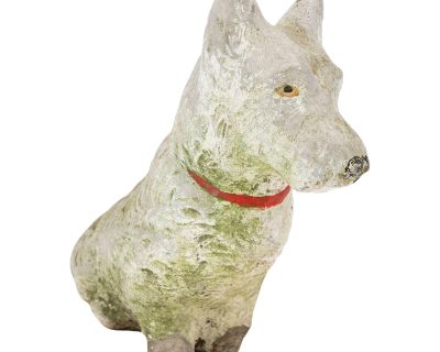 White Westie Dog Garden Ornament Reconstituted Stone, English Mid 20th C.