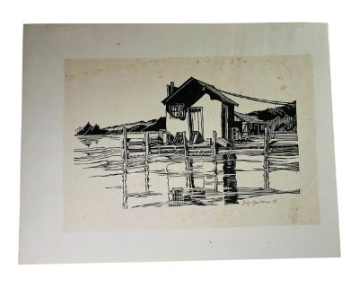 Vintage Fishing Shack Print