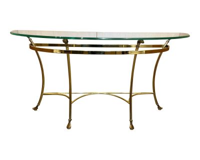 Vintage Brass and Glass Demi-Lune Console