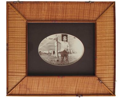 Early Fisherman Original Photo in Contemporary Fly Rod Frame