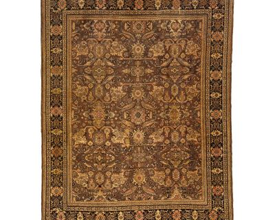 20th Century Vintage Mahal Handmade Persian Wool Rug With Allover Motif in Brown