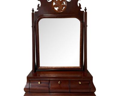 Late 19th Century Chippendale Style Mahogany Vanity Mirror With Drawers & Hidden Drawers/Jewelry Box