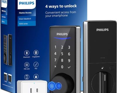 Philips Wi-Fi Smart Door Lock, Keyless Entry Door Lock with App Control,Fingerprint ID,Auto Unlock,K