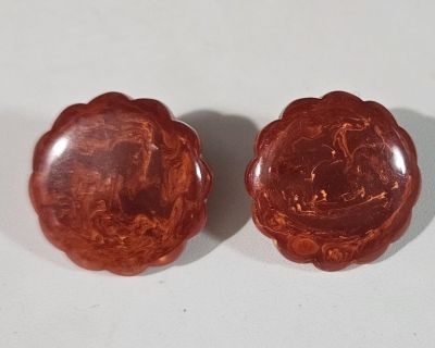 Vintage Scalloped BAKELITE Post Pierced Earrings