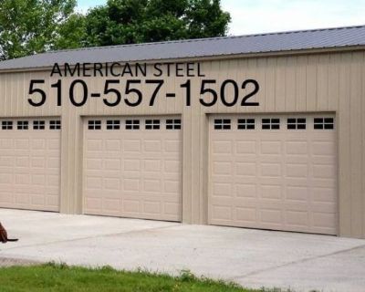 AMERICAN STEEL ALL  METAL GARAGES SHOPS AG STRUCTURES CAR RV BOAT COVERS