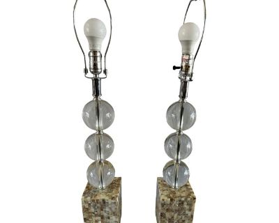 1990s Crystal Stacked Ball Table Lamps - a Pair