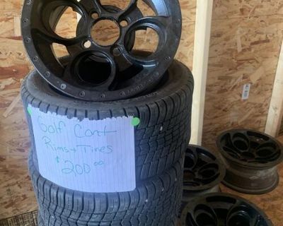 Golf cart rims freshly powder coated