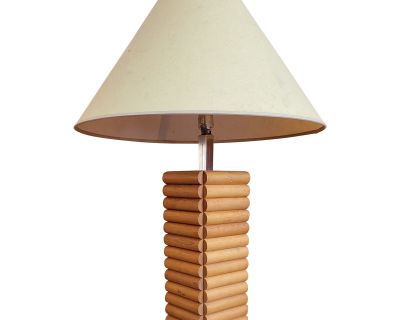 1960s Mid-Century Modern Stacked Wood and Chrome Table Lamp by Raymor