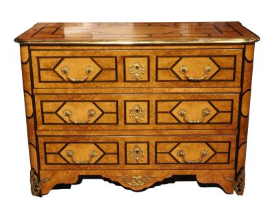 French Louis XIV Style Burlwood Commode With Gilt Bronze Mounts, 20th Century