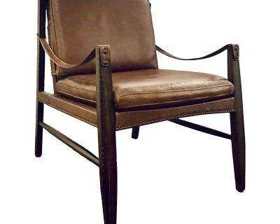 Hooker Furniture Colonial Modern Taupe Leather Sabi Sands Sling Chair