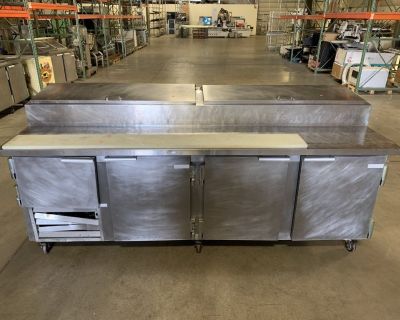 Leader S/S 96" 4-Door Refrig Pizza Prep Table RTR#4093568-14