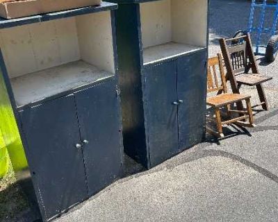 Cabinets, antique small chairs