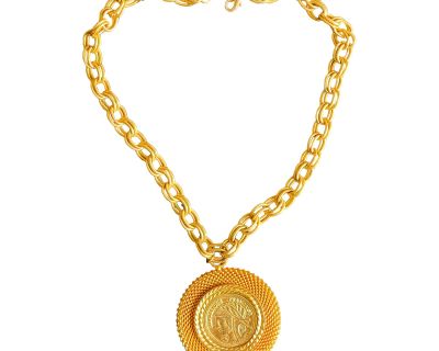 1980s Gold French Coin Link Necklace