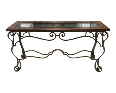 Thomasville Leather and Iron Console Table