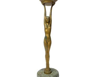 Art Deco Nude Smoking Stand Signed Frankart