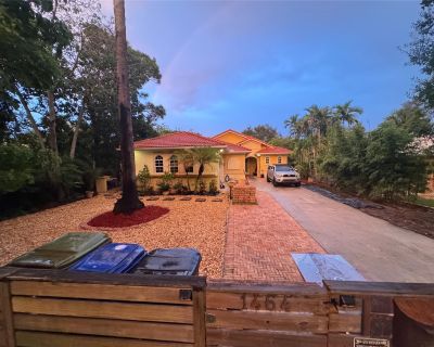 SW 28th Ave. Private furnished bedroom full bath in a stunning Mediterranean-style home. Enjoy a spacious, light-filled residence with access to a private gym, relaxing hot tub, wood sauna, gated driveway parking, large tropical backyard with charming gazebo perfect for morning coffee or evening cocktails. Your private bedroom includes its own full bathroom; shared spaces include the fully equi...