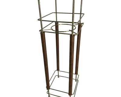 Art Deco Brass and Wood Plant Stand
