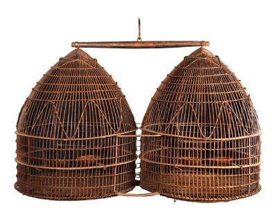 19th Century French Metal Wire Double Bird Cage