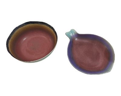 Pair of 1970s Purple Handmade Pottery Plates