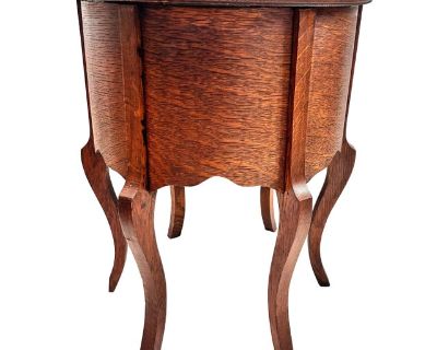 Antique Oak Plant Stand Side Table