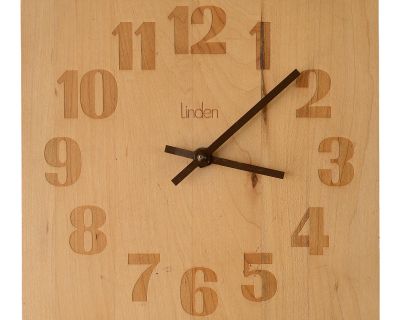 Vintage Danish Modern Linden Square Butcher Block Clock