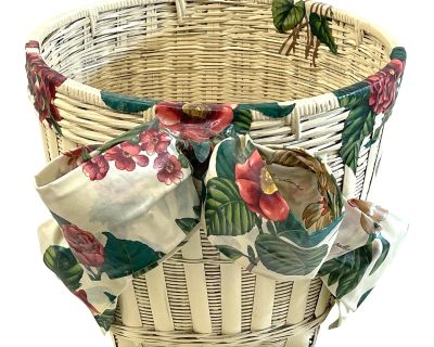 French Painted Floral Decoupage Basket Planter